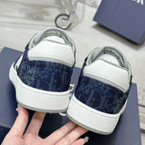 B27 Uptown Men's Low-Top Sneakers, White Smooth Cowhide Leather, Blue Denim, and White |3SN272ZWZ_H580