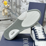 B27 Uptown Men's Low-Top Sneakers, White Smooth Cowhide Leather, Blue Denim, and White |3SN272ZWZ_H580