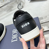 B27 Men's Low-Top Sneakers Black Smooth Cowhide Leather with Beige and Black Oblique Jacquard |3SN272ZIR_H965