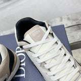 B57 Men's Mid-Top Sneakers Black and white smooth calf leather with beige and black Oblique jacquard fabric |3SH141ZXT H169