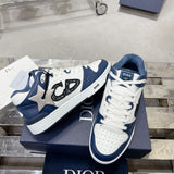 B57 Dribble Men's Low-Top Sneakers Navy Blue and White Smooth Calf Leather| 3SN318ZXU_H553