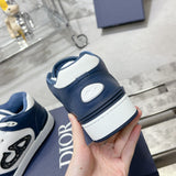 B57 Dribble Men's Low-Top Sneakers Navy Blue and White Smooth Calf Leather| 3SN318ZXU_H553