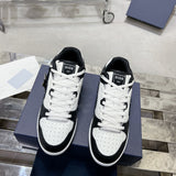 B57 Dribble Couple's Edition (Men's) Low-Top Sneakers Black and white smooth calf leather with beige and black  Oblique jacquard fabric |3SN318ZXU_H960