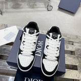 B57 Dribble Couple's Edition (Men's) Low-Top Sneakers Black and white smooth calf leather with beige and black  Oblique jacquard fabric |3SN318ZXU_H960