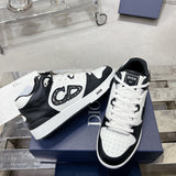 B57 Dribble Couple's Edition (Men's) Low-Top Sneakers Black and white smooth calf leather with beige and black  Oblique jacquard fabric |3SN318ZXU_H960