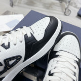 B57 Dribble Couple's Edition (Women's) Low-Top Sneakers Black and white smooth calf leather with beige and black Oblique jacquard fabric |3SN318ZXU_H960