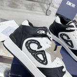 B57 Dribble Couple's Edition (Men's) Low-Top Sneakers Black and white smooth calf leather with beige and black  Oblique jacquard fabric |3SN318ZXU_H960