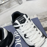 B57 Dribble Couple's Edition (Men's) Low-Top Sneakers Black and white smooth calf leather with beige and black  Oblique jacquard fabric |3SN318ZXU_H960