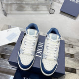 B57 Dribble Low-Top Sneaker Navy Blue and White Smooth Calfskin with Beige and Black Oblique Jacquard |3SN318ZXU_H553