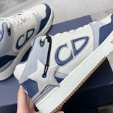 B57 Dribble Low-Top Sneaker Navy Blue and White Smooth Calfskin with Beige and Black Oblique Jacquard |3SN318ZXU_H553