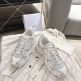 Women's Chrono Sneakers White Mesh Fabric with Silver and White Laminated Leather Effect Panels| KCK473TXX_S46W