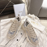 Women's Vibe Sneakers Light Blue & White Oblique Chambray Jacquard, Mesh Fabric, and Suede Calf Leather| KCK443ROU_S28N