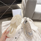 Women's Vibe Sneakers Light Blue & White Oblique Chambray Jacquard, Mesh Fabric, and Suede Calf Leather| KCK443ROU_S28N