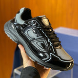 B30 Men's Countdown Sneakers in Light Gray Technical Mesh and Black Glossy Technical Fabric |3SN279ZEH_H981
