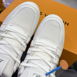 Couple's TRAINER Sneakers in White Grained Calfskin (Men's)| 1A8WAS