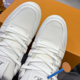 Couple's TRAINER Sneakers in White Grained Calfskin (Men's)| 1A8WAS