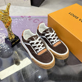 Men's Tilted Sneakers in Brown Satin Leather| 1AJ766