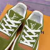 Men's Tilted Sneakers Green Spray-Painted Effect Satin Leather |1AJTH1