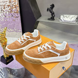 Men's Tilted Sneakers in Cognac Brown Sandblasted Suede Leather |1AJTHN
