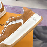 Men's Tilted Sneakers in Cognac Brown Sandblasted Suede Leather |1AJTHN