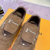 Men's Footprint Soccer Sneakers in Brown with Faded Effect Suede Calf Leather |1AHTXT