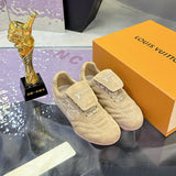Men's Footprint Soccer Sneakers in Beige Faded Suede Calfskin| 1AHTYY