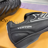 Men's Footprint Soccer Sneakers in Black Cracked-Effect Leather |1AHDRD