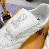 Men's Footprint Soccer Sneakers in White Premium Calfskin| 1AHDOA