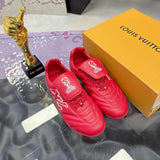 Men's Footprint Soccer Sneakers in Red Soft Calfskin |1AHDOR