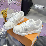 Women's Trainer Sneaker White Patchwork Snake Print |1AB8PT