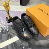 Men's Trainer Sneakers Black grained calf leather, suede, or fabric combination |1A9AD4