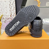 Men's Trainer Sneakers Black grained calf leather, suede, or fabric combination |1A9AD4